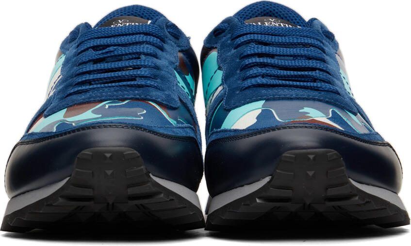 Valentino Garavani Blue Camouflage Rockrunner Sneakers - Picture 3