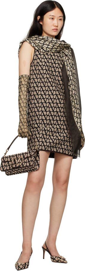 Valentino Garavani Brown  Beige VLogo Heels - Picture 4