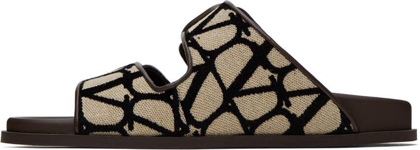 Valentino Garavani Brown  Beige VLogo Iconographe Sandals - Picture 3
