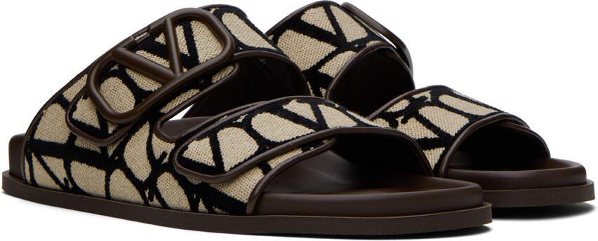 Valentino Garavani Brown  Beige VLogo Iconographe Sandals - Picture 2