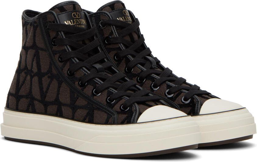 Valentino Garavani Brown  Black Totaloop Sneakers - Picture 2