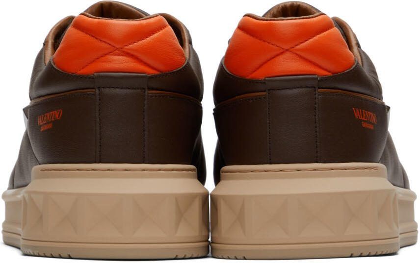 Valentino Garavani Brown  Off-White One Stud Low-Top Sneakers
