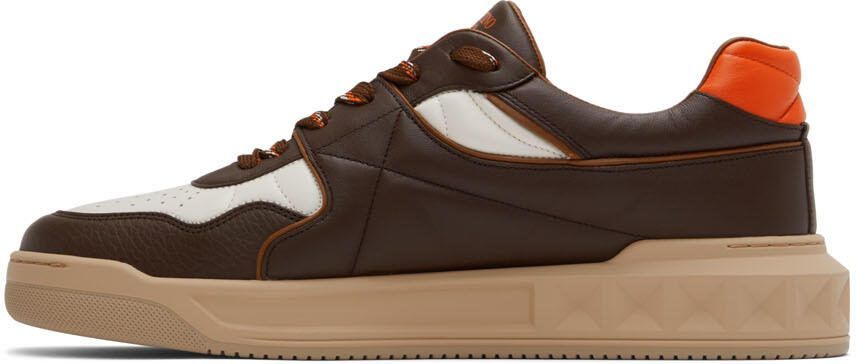 Valentino Garavani Brown  Off-White One Stud Low-Top Sneakers - Picture 3