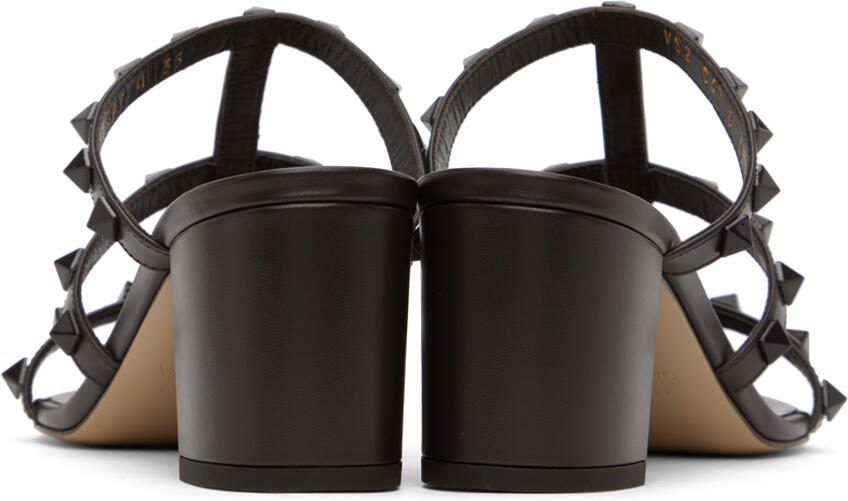 Valentino Garavani Brown Rockstud Heeled Sandals - Picture 5