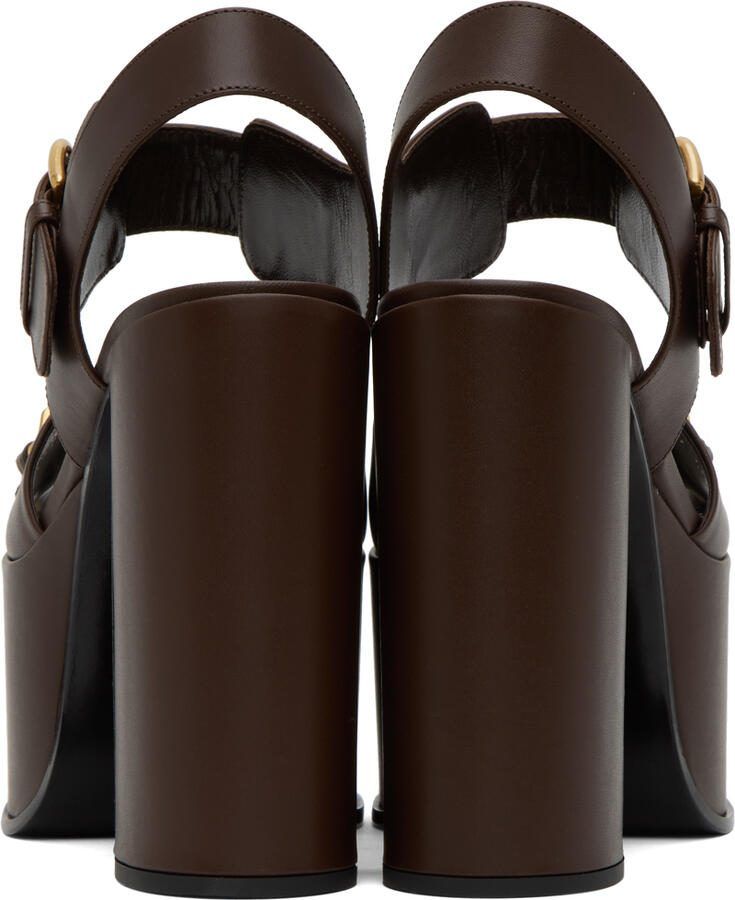 Valentino Garavani Brown VLogo Chain Heeled Sandals - Picture 2