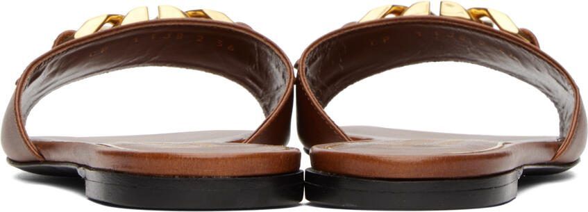 Valentino Garavani Brown VLogo Chain Slides