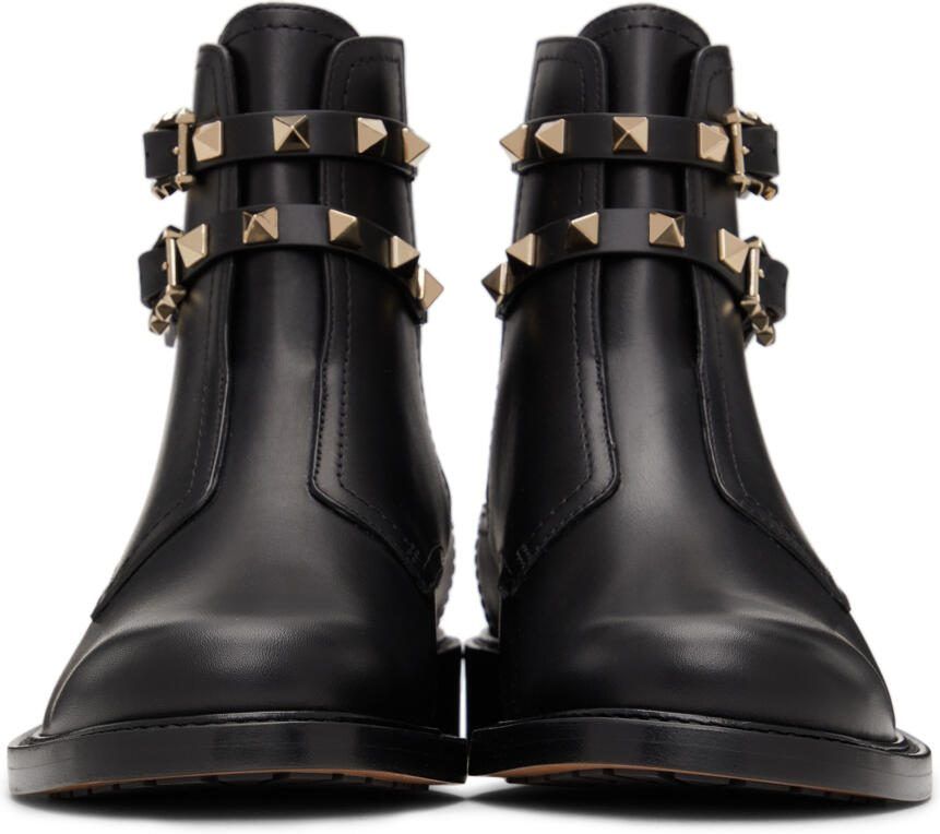Valentino Garavani Double Strap Flat Rockstud Ankle Boots - Picture 4