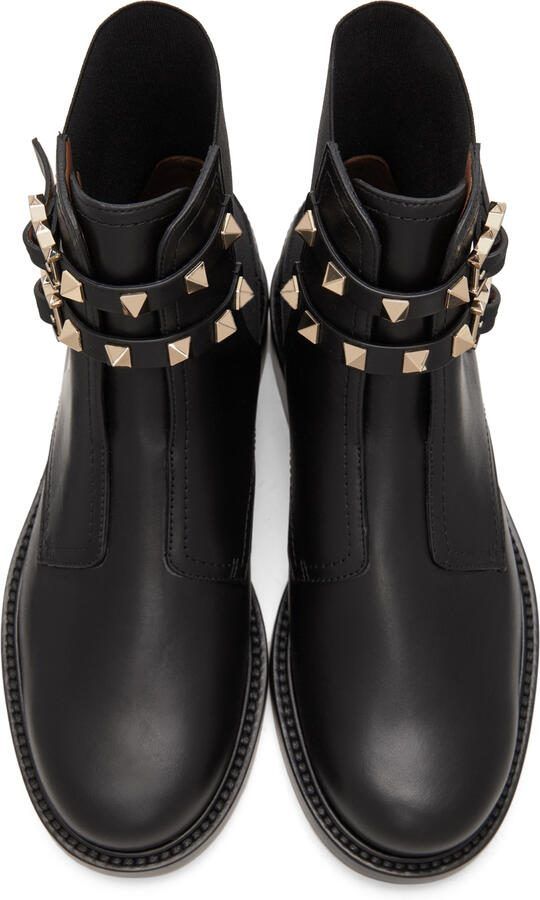Valentino Garavani Double Strap Flat Rockstud Ankle Boots - Picture 3