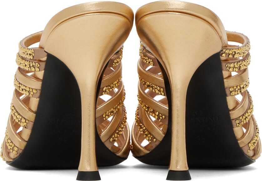 Valentino Garavani Gold Rockstud Strappy 100 Heeled Sandals