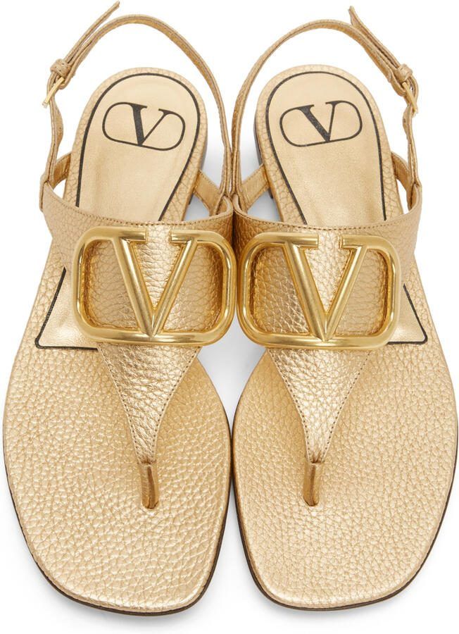 Valentino Garavani Gold VLogo Signature Flat Sandals