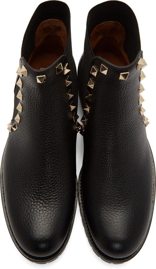 Valentino Garavani Grained Leather Rockstud Boots - Picture 2