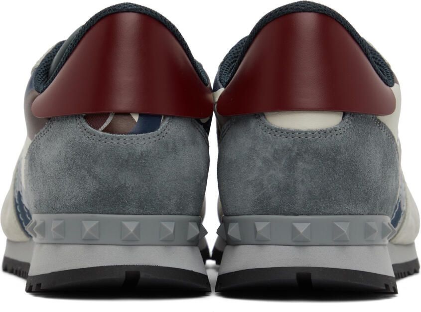 Valentino Garavani Gray  Burgundy Rockrunner Sneakers