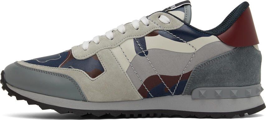 Valentino Garavani Gray  Burgundy Rockrunner Sneakers - Picture 3