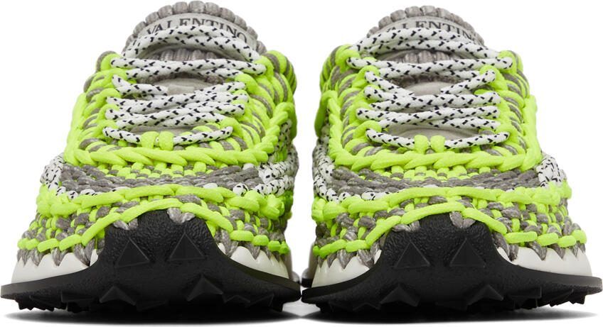 Valentino Garavani Green  Grey Crochet Sneakers - Picture 3