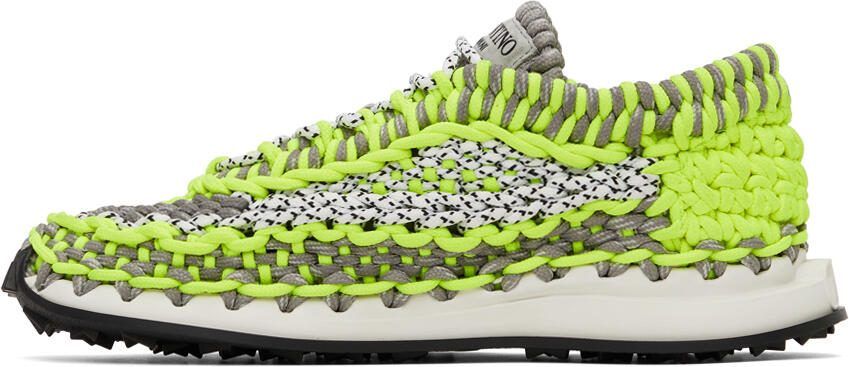 Valentino Garavani Green  Grey Crochet Sneakers - Picture 4