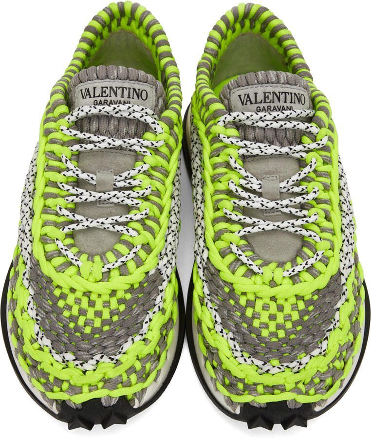 Valentino Garavani Green  Grey Crochet Sneakers