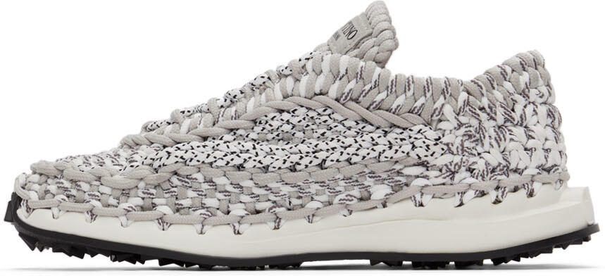 Valentino Garavani Grey Crochet Sneakers - Picture 4