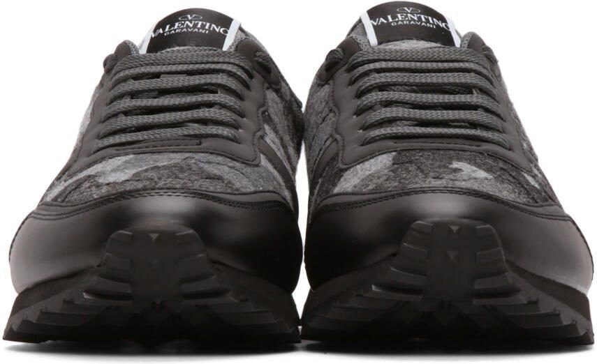 Valentino Garavani Grey Felt Camouflage Rockrunner Sneakers