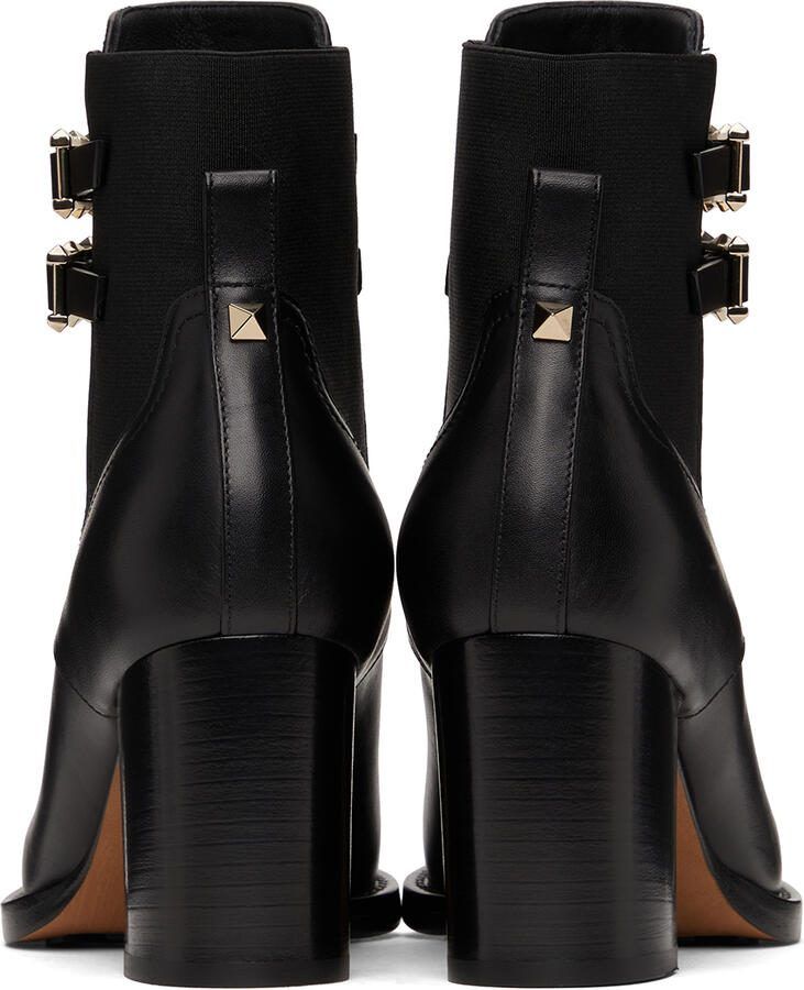 Valentino Garavani Leather Double Strap Rockstud Boots - Picture 3