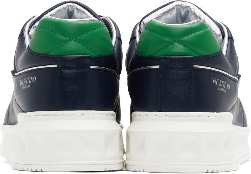 Valentino Garavani Navy  Gray One Stud Sneakers