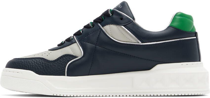 Valentino Garavani Navy  Gray One Stud Sneakers - Picture 3