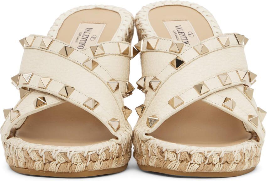Valentino Garavani Off-White Rockstud Heeled Sandals - Picture 3