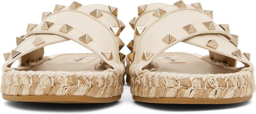 Valentino Garavani Off-White Rockstud Slide Sandals - Picture 3