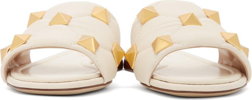 Valentino Garavani Off-White Roman Stud Sandals - Picture 3