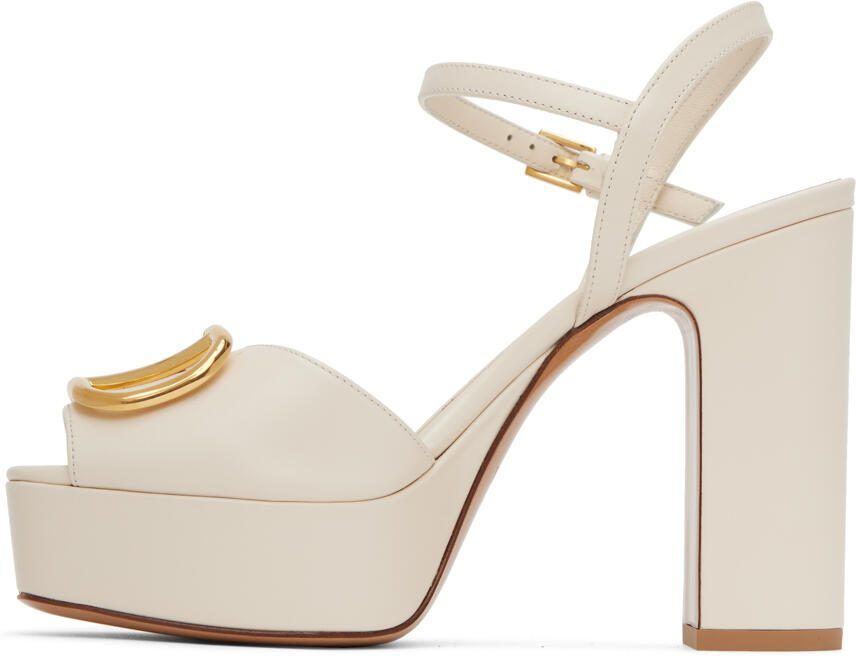 Valentino Garavani Off-White Vlogo Platform Sandals - Picture 3