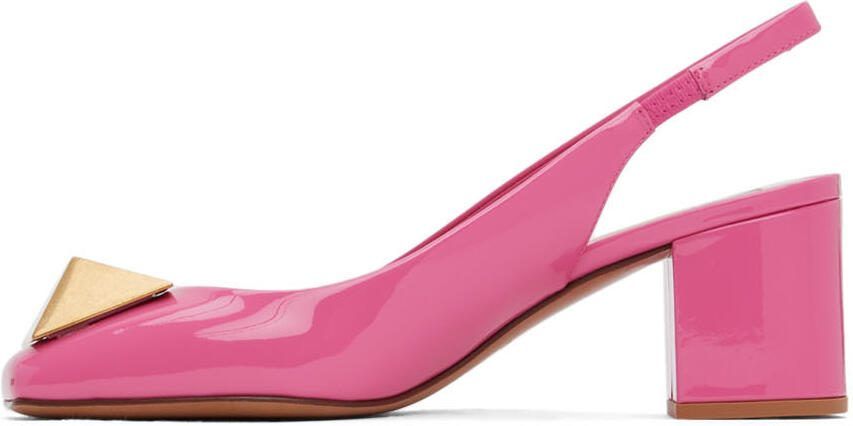 Valentino Garavani Pink One Stud Slingback 60 Heels - Picture 4