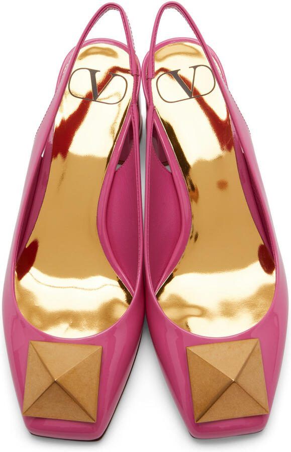Valentino Garavani Pink One Stud Slingback 60 Heels - Picture 2