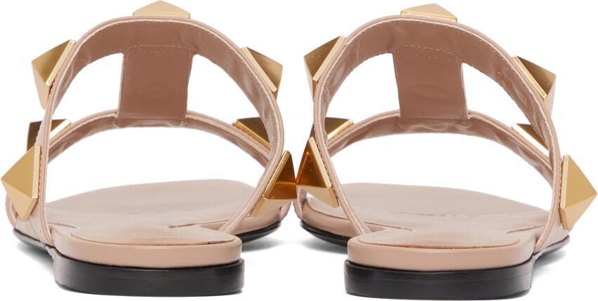 Valentino Garavani Pink Roman Stud Flat Slide Sandals - Picture 2
