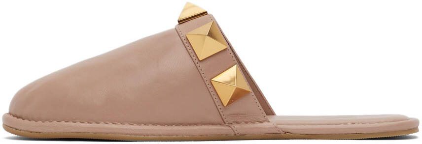 Valentino Garavani Pink Roman Stud Slippers - Picture 4