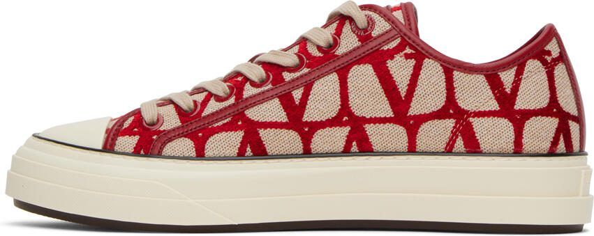 Valentino Garavani Red  Beige Totaloop Sneakers - Picture 3