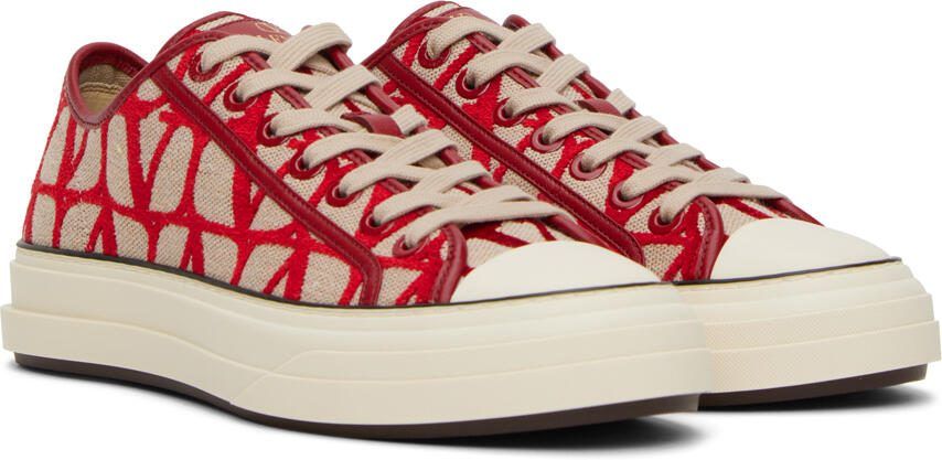 Valentino Garavani Red  Beige Totaloop Sneakers - Picture 2