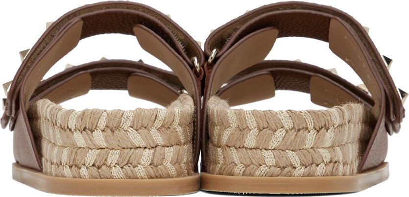 Valentino Garavani Tan Rockstud Flat Sandals