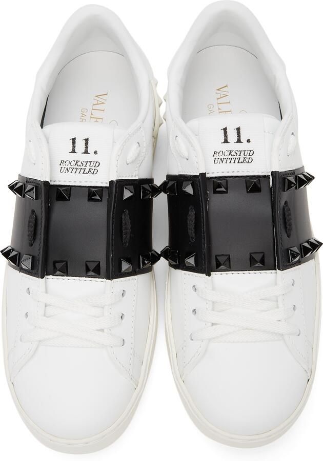 Valentino Garavani White  Black '11' Rockstud Untitled Sneakers