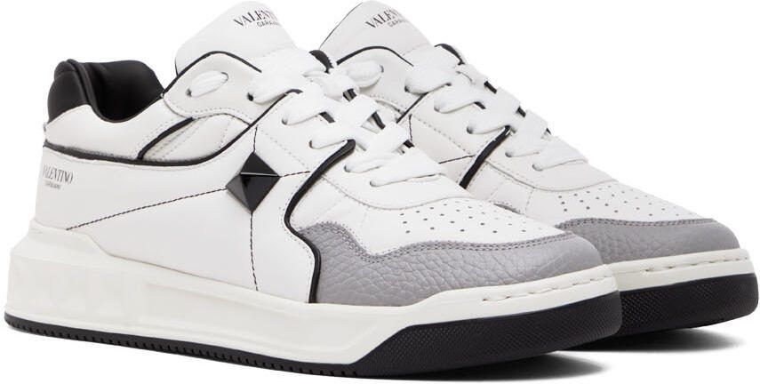 Valentino Garavani White  Black One Stud Sneakers - Picture 2