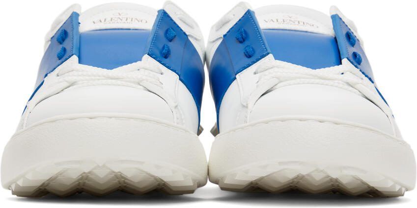 Valentino Garavani White  Blue Calfskin Open Sneakers - Picture 3