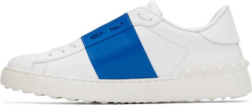 Valentino Garavani White  Blue Calfskin Open Sneakers - Picture 4