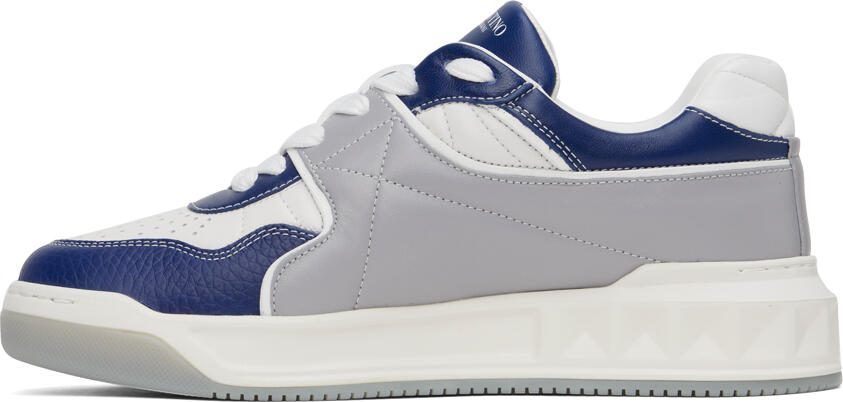 Valentino Garavani White  Blue One Stud Sneakers - Picture 3