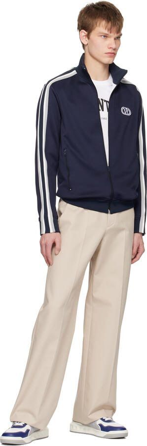Valentino Garavani White  Blue One Stud Sneakers - Picture 4