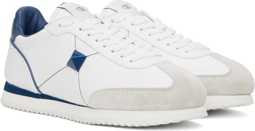 Valentino Garavani White  Blue Stud Around Sneakers - Picture 2