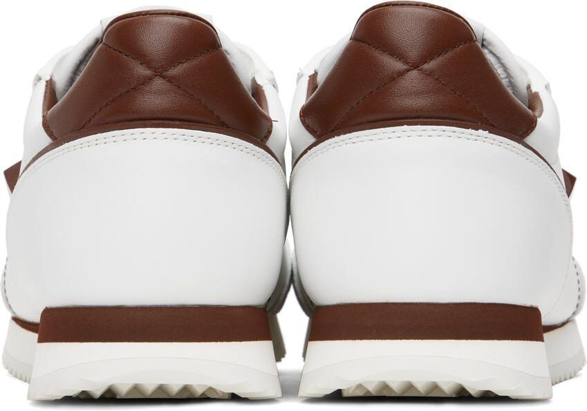 Valentino Garavani White  Brown Stud Around Sneakers