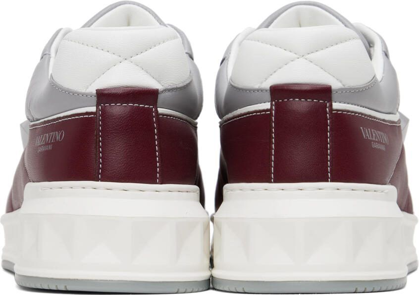 Valentino Garavani White  Burgundy One Stud Sneakers