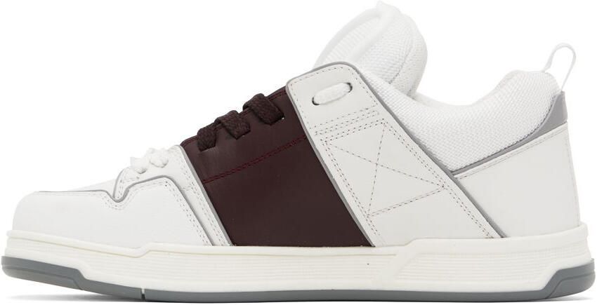 Valentino Garavani White  Burgundy Open Skate Low-Top Sneakers - Picture 3