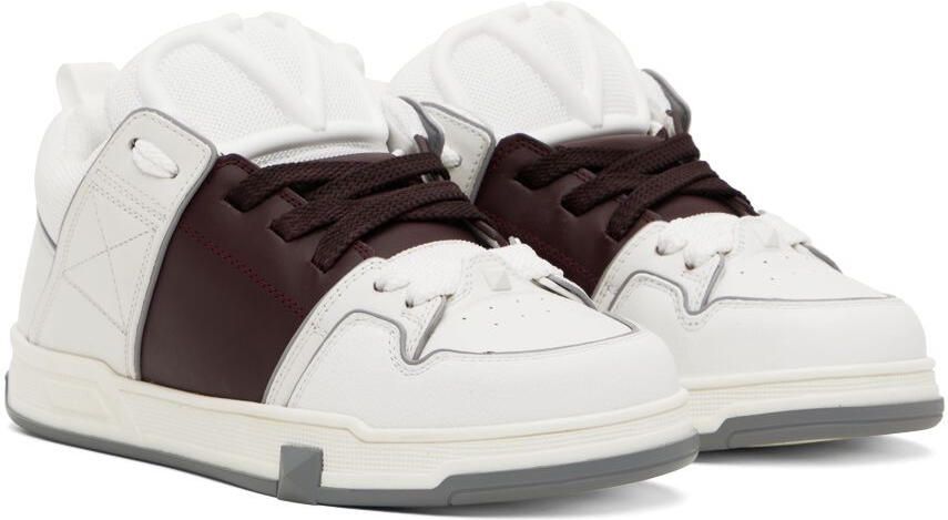 Valentino Garavani White  Burgundy Open Skate Low-Top Sneakers - Picture 2