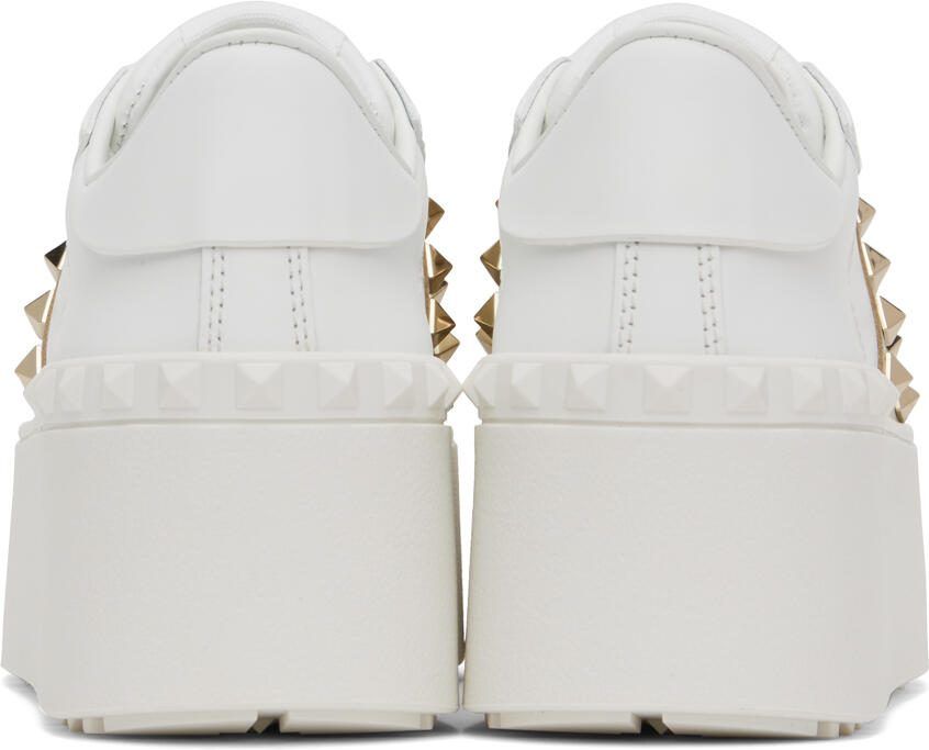 Valentino Garavani White  Gold Rockstud Untitled Sneakers