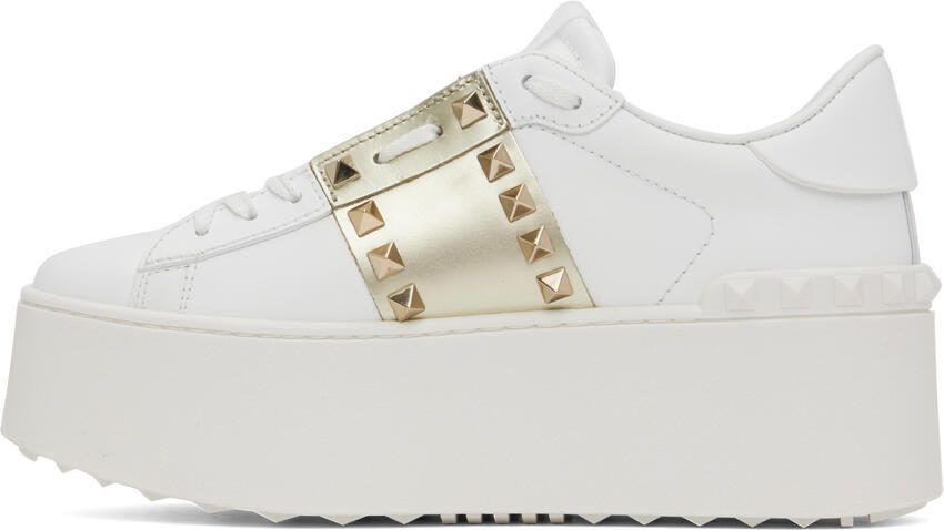 Valentino Garavani White  Gold Rockstud Untitled Sneakers - Picture 2
