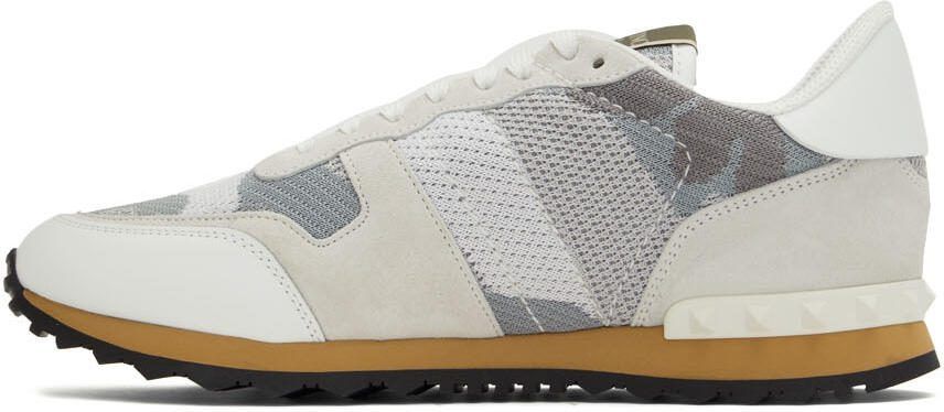 Valentino Garavani White  Gray Rockrunner Sneakers - Picture 3